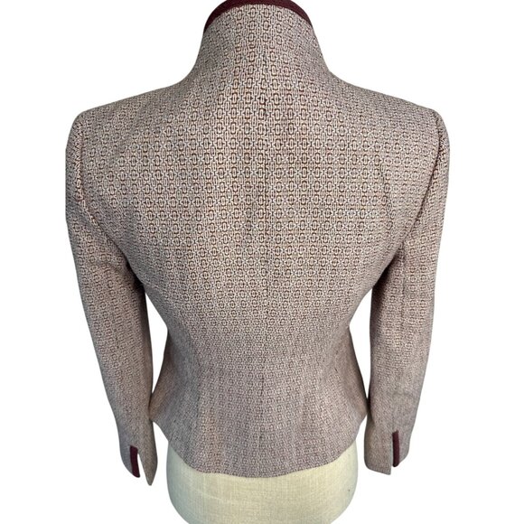 Petite Sophisticate Wool Blend Red & White Pattern Blazer Jacket Size 0 - Picture 5 of 15